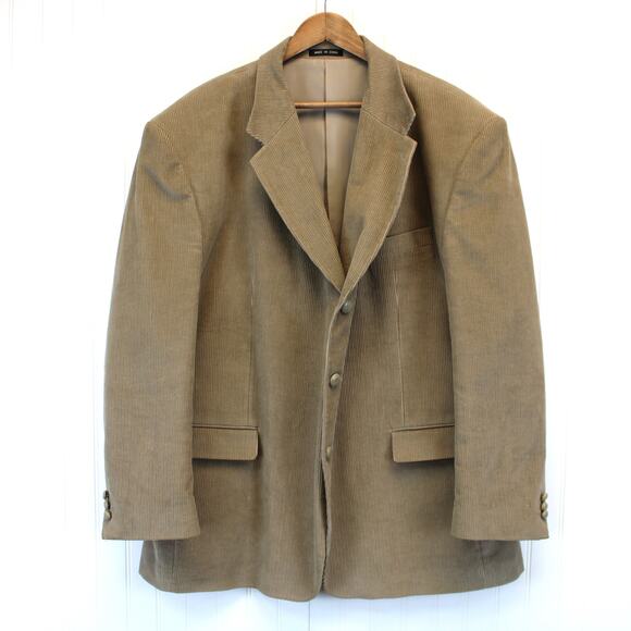 VINTAGE‎ Oleg Cassini Mens 48R Corduroy Blazer Jacket Three Button Wide Wale - Picture 1 of 10